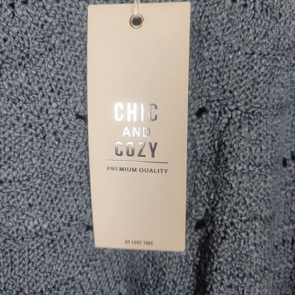 Love Tree Drop Shoulder Gray Knit Sweater Size Medium - Picture 2 of 5